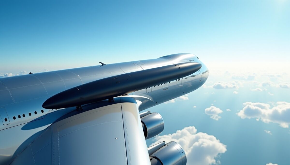 Un Boeing 747 surprenant capturé avec une mystérieuse fusée suspendue sous son aile
